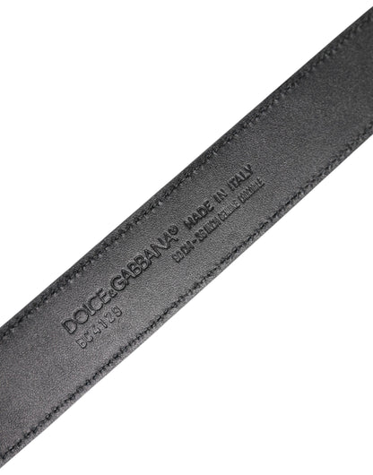 Black Leather Classic Metal DG Buckle Belt