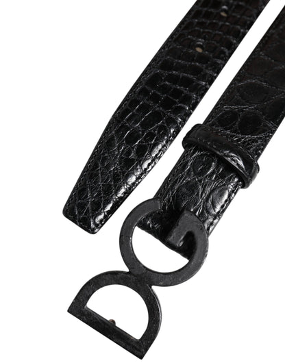 Black Leather Classic Metal DG Buckle Belt