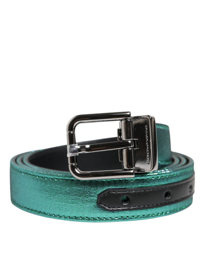 Green Black Polyester Metal Buckle Belt