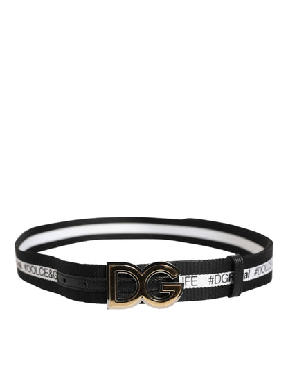 Black Cotton Gold Tone Metal DG Buckle Belt