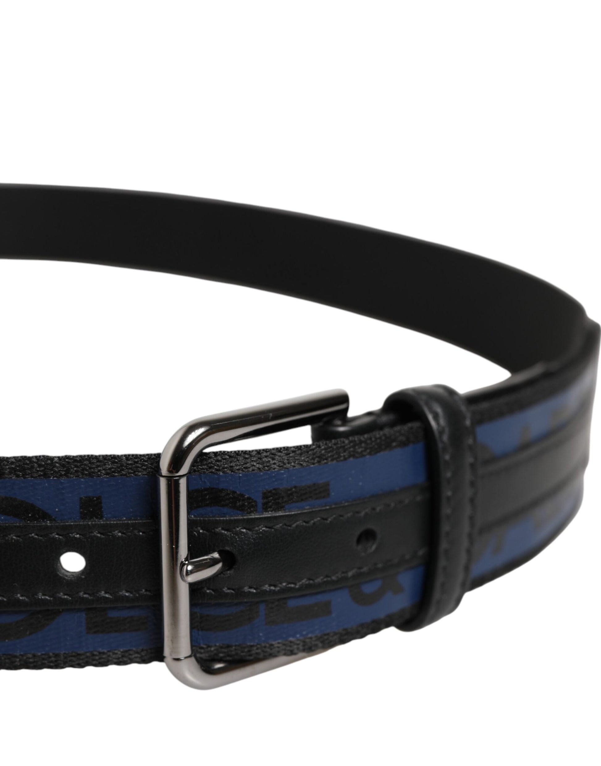 Blue Black Polyester Metal Buckle Belt
