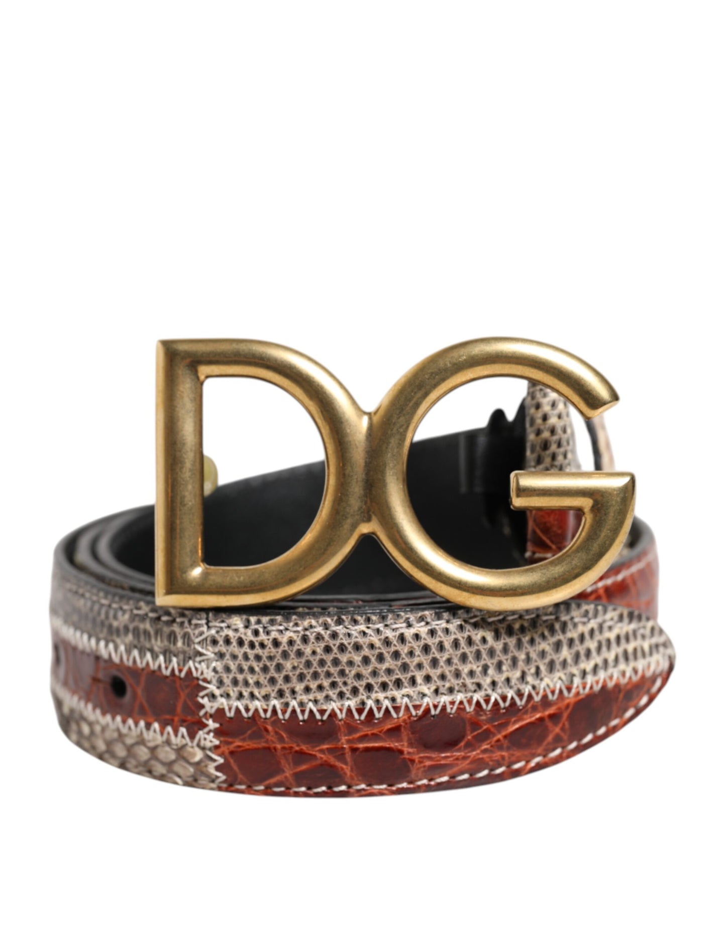 Multicolor Exotic Leather DG Logo Buckle Belt