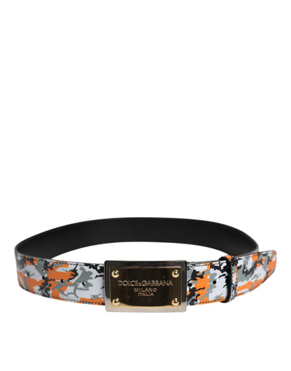 Multicolor Camouflage Metal Logo Buckle Belt