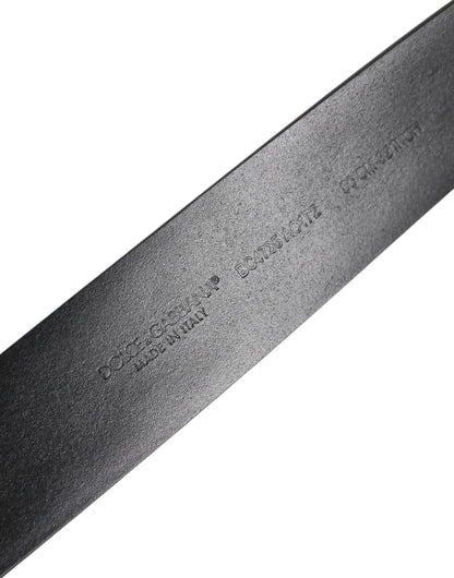 Black Leather Studded DG Metal Buckle Belt