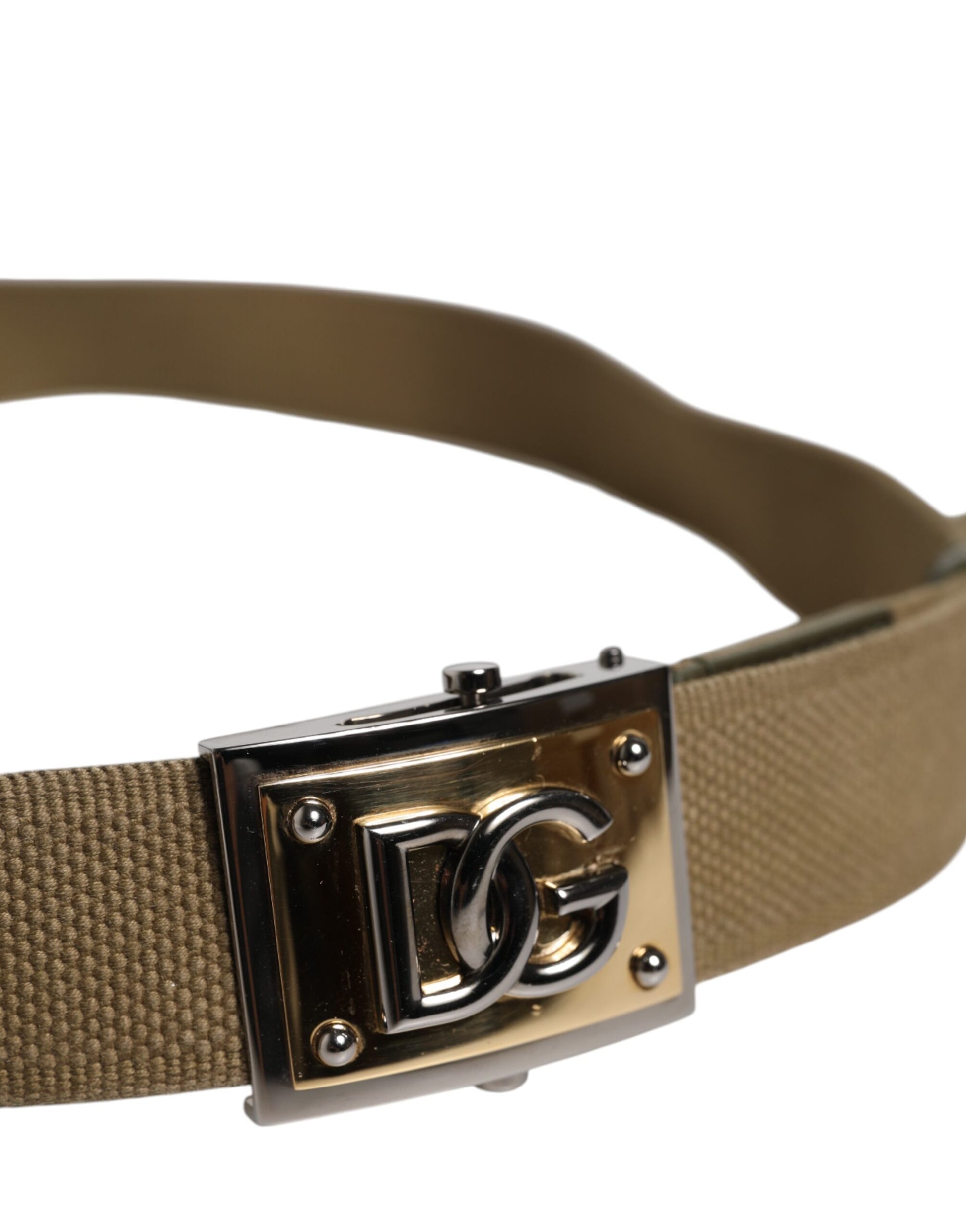 Military Green Nylon Logo Metal Buckle Belt