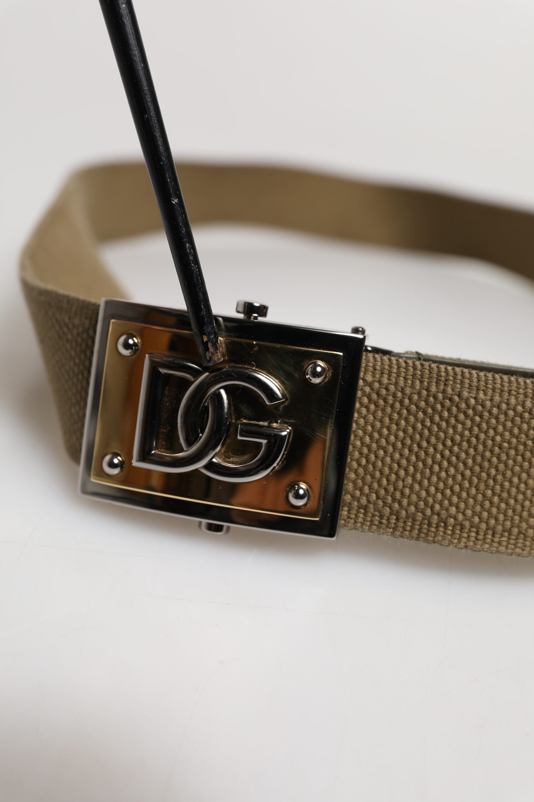 Military Green Nylon Logo Metal Buckle Belt