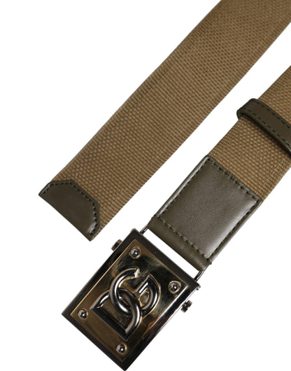 Military Green Nylon Logo Metal Buckle Belt