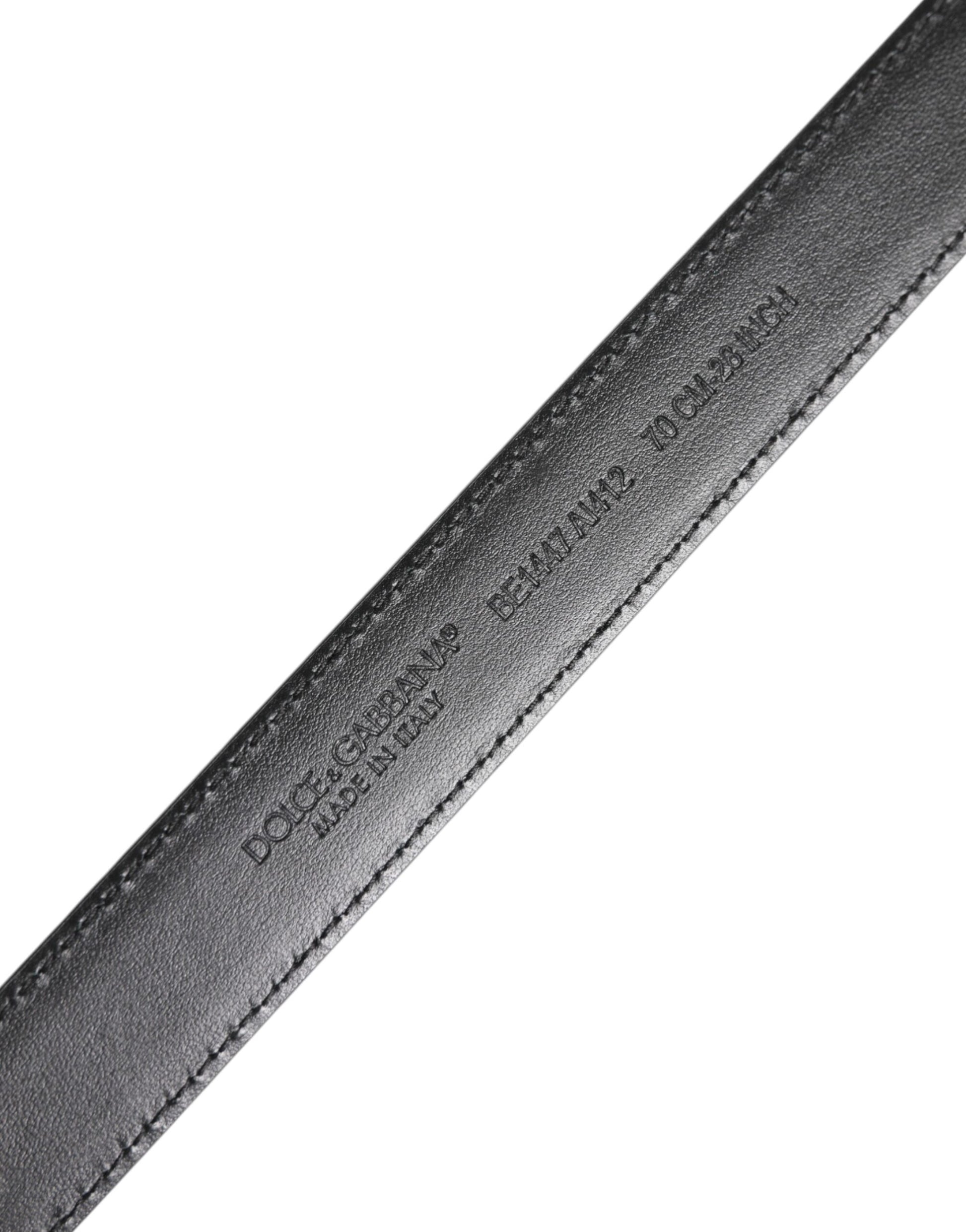 Black White Leather Silver Metal Buckle Belt