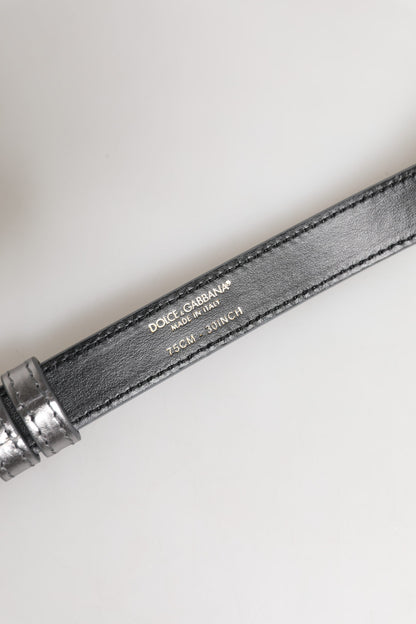 Silver Logo Engraved Metal Waist Buckle Belt