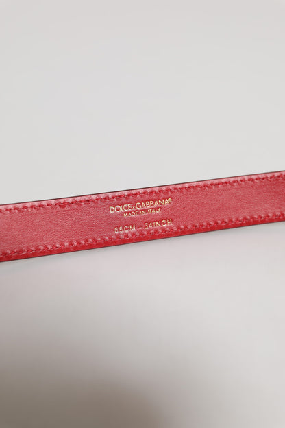 Red Logo Engraved Metal Waist Buckle Belt