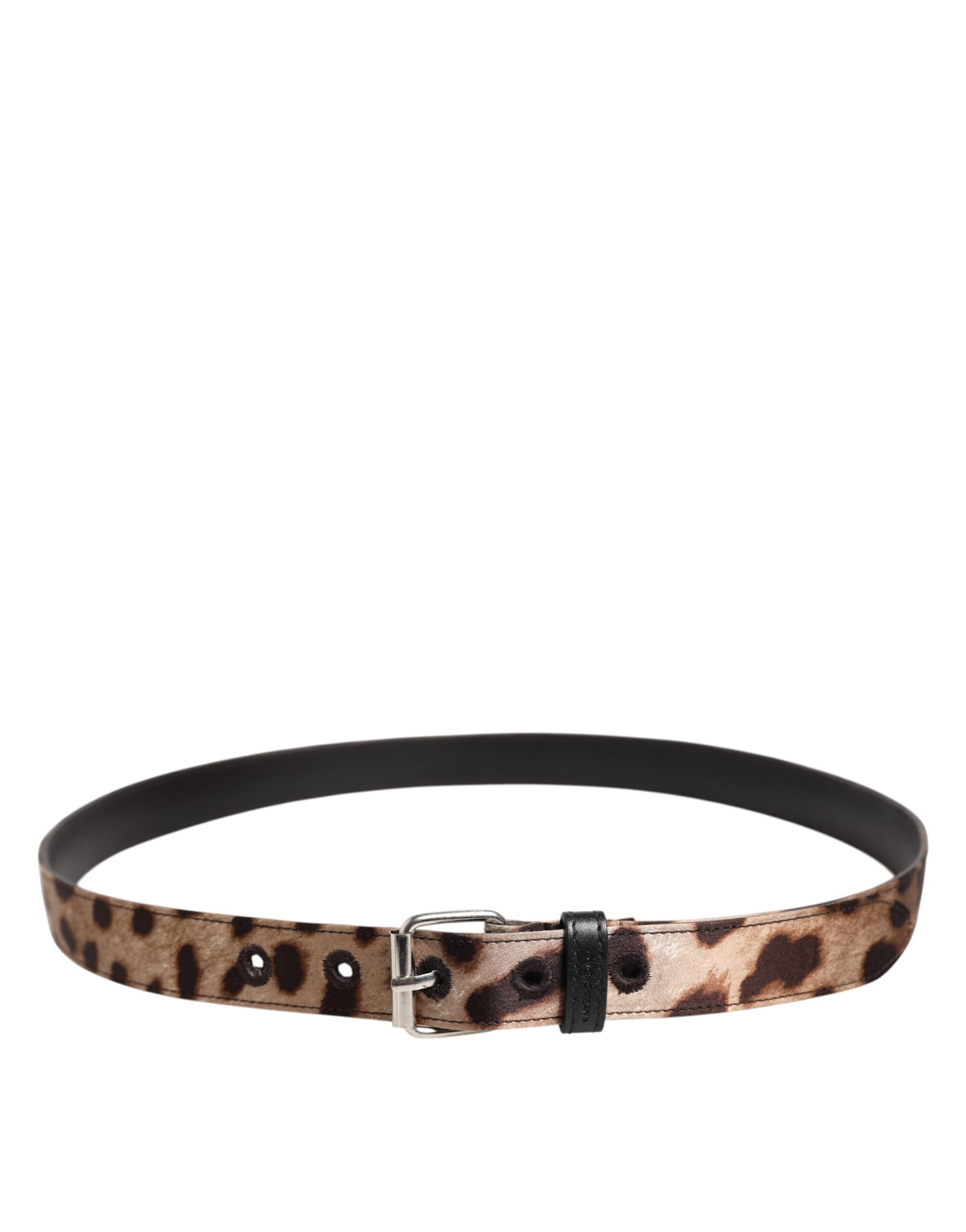 Brown Leopard Silver Metal Buckle Belt