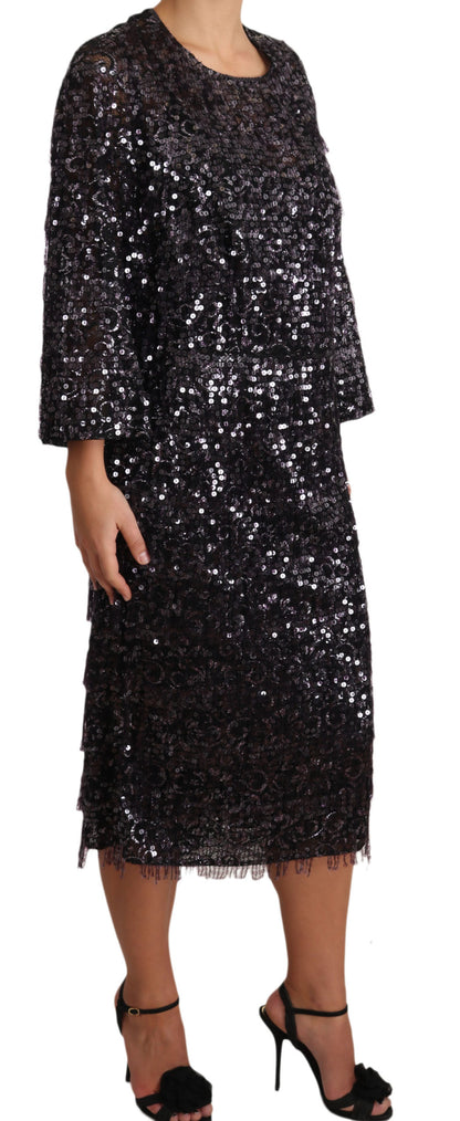 Sequined Shift Midi Dress – Timeless Elegance