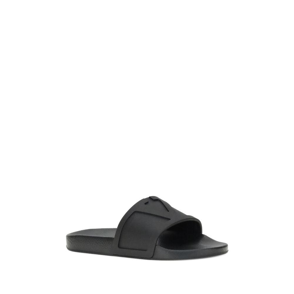 Black Rubber Flat Sandals