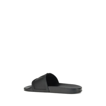 Black Rubber Flat Sandals