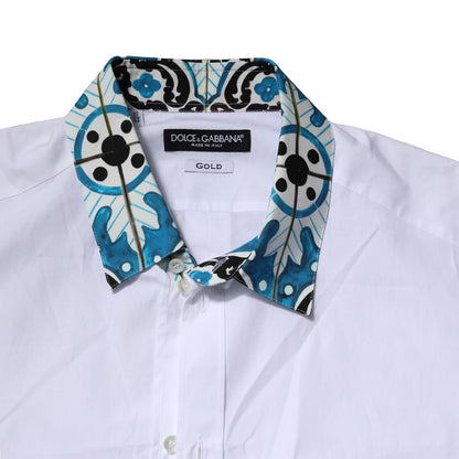 White Majolica Detailing GOLD Dress Shirt
