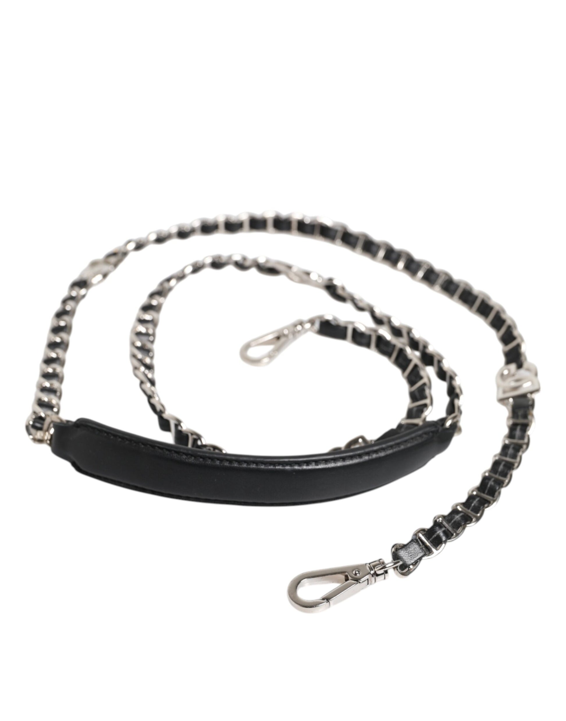 Black Leather DG Logo Chain Bag Shoulder Strap