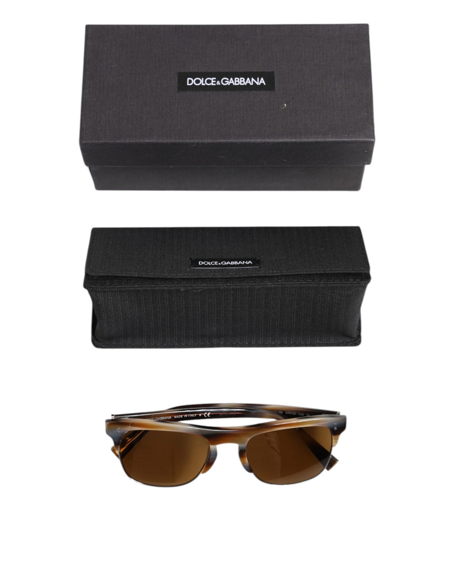 Brown Striped Acetate Square DG4305 Eyewear Sunglasses