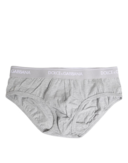 Gray Cotton Stretch Regular Brief Underwear