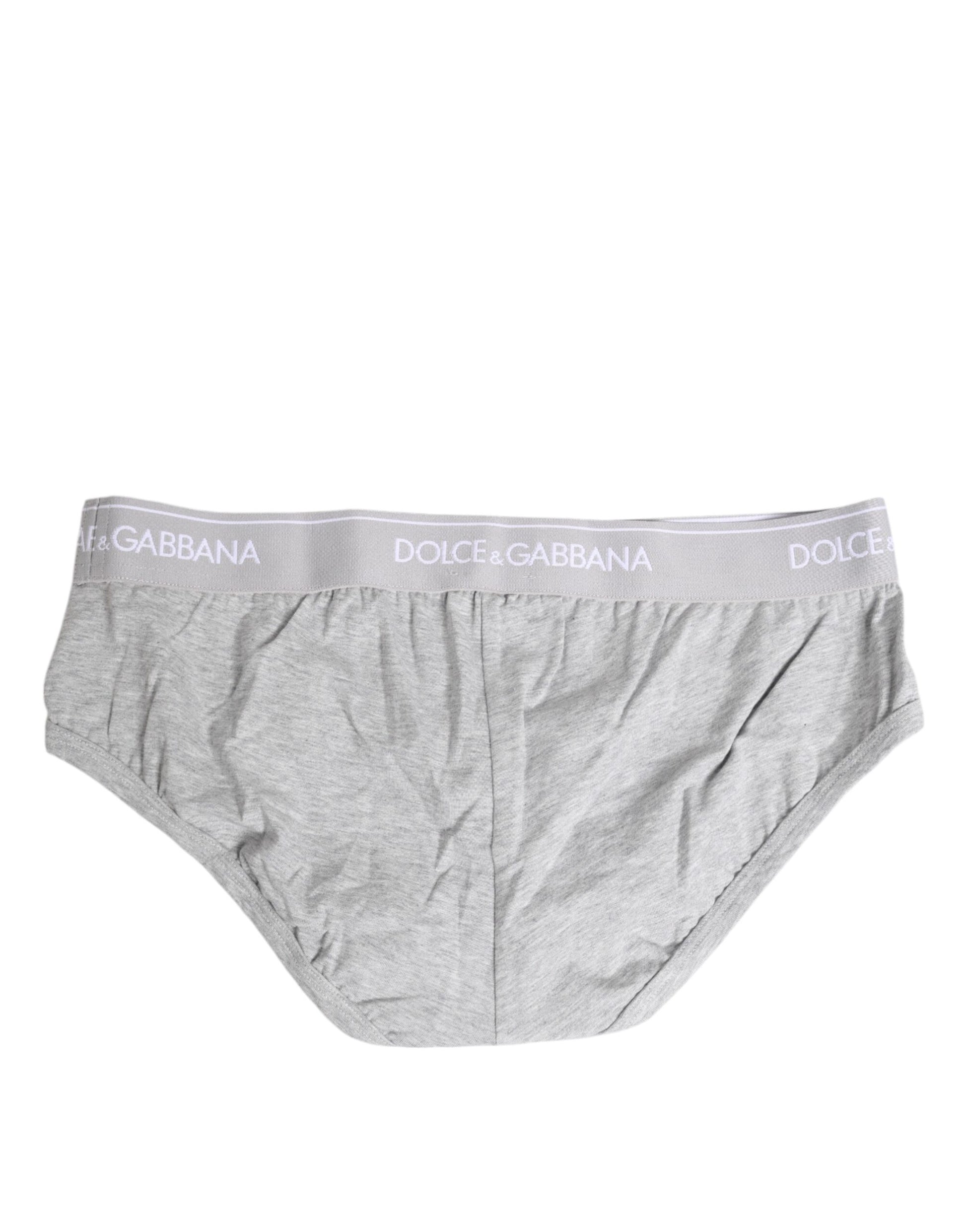 Gray Cotton Stretch Regular Brief Underwear