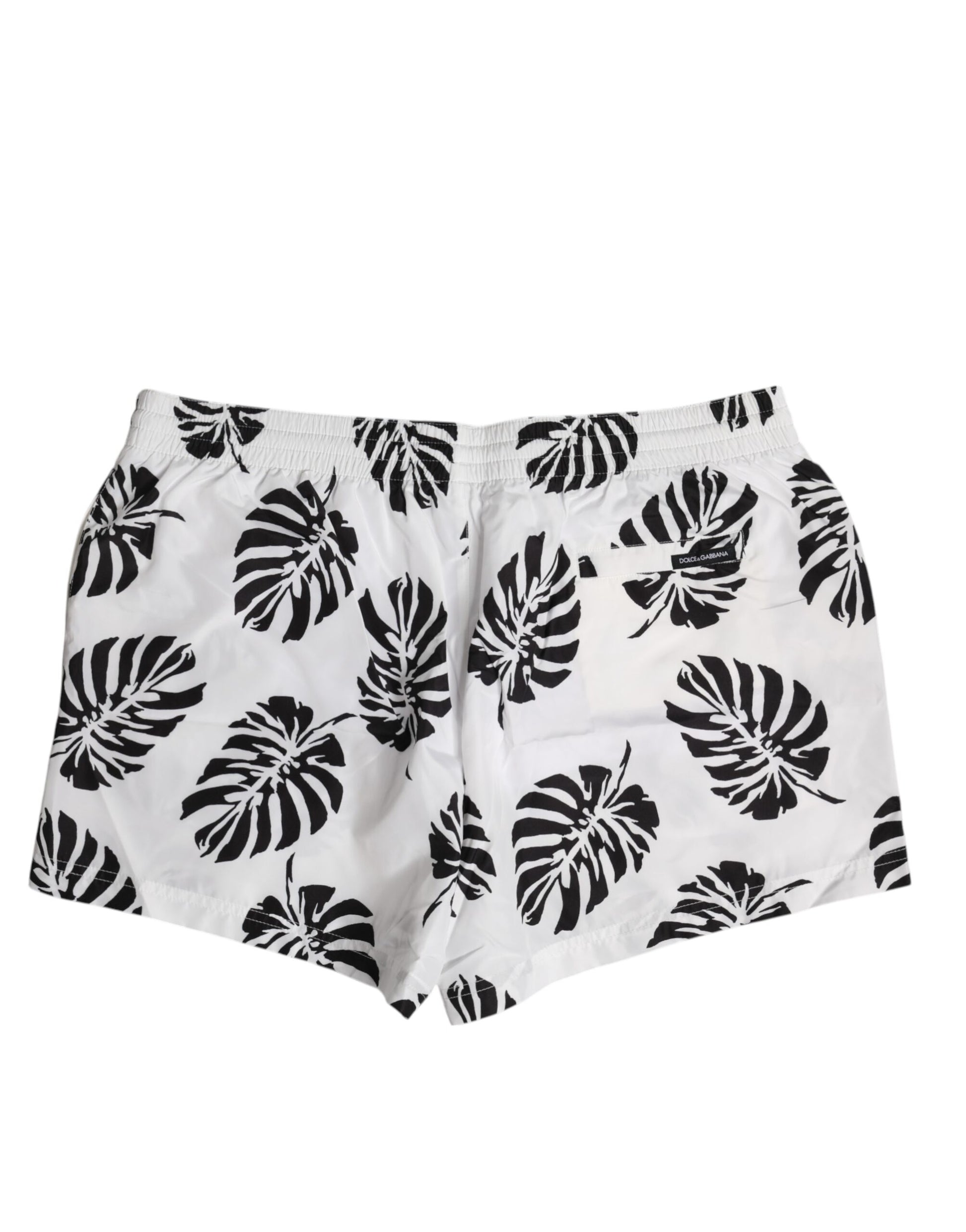 White Black Print Beachwear Shorts Swimwear
