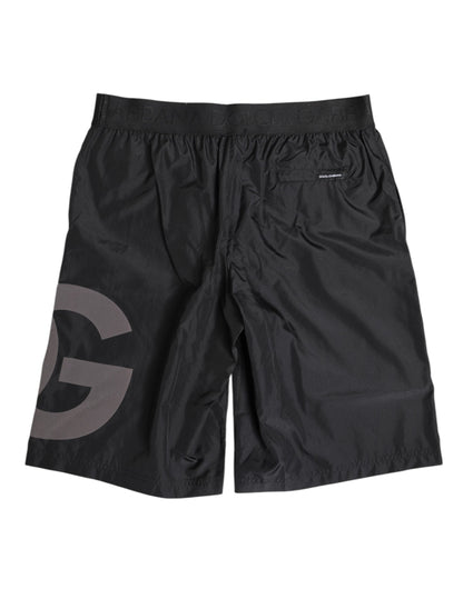 Black Logo Print Beachwear Men Shorts Swimwear