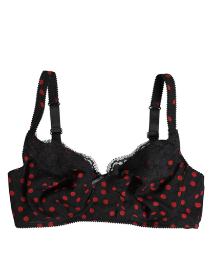 Black Red Polka Dot Underwired Balconette Underwear