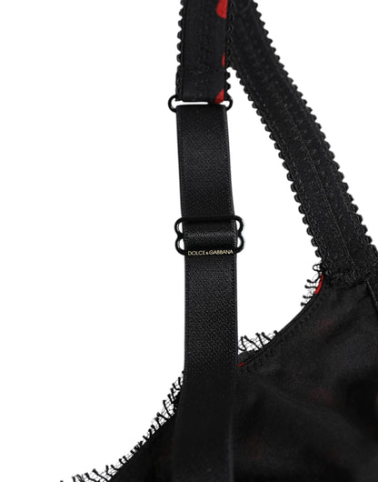 Black Red Polka Dot Underwired Balconette Underwear