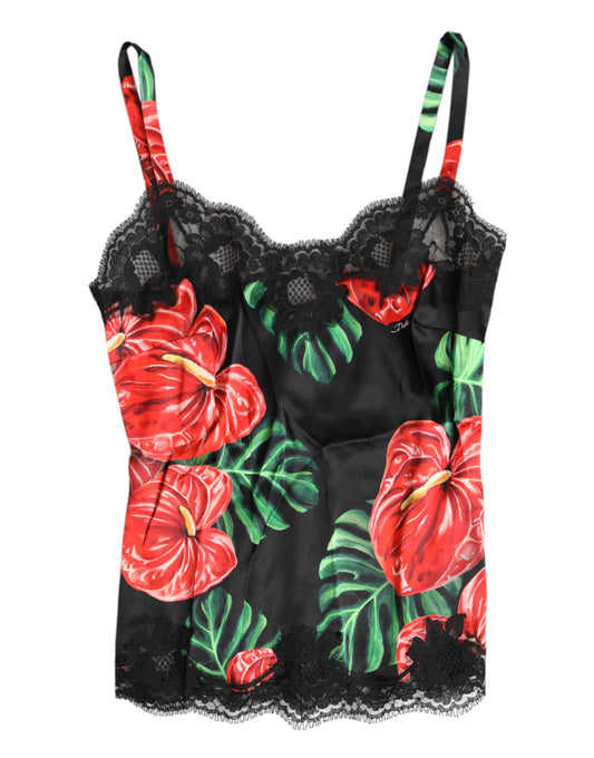 Multicolor Floral Silk Tank Lingerie Underwear
