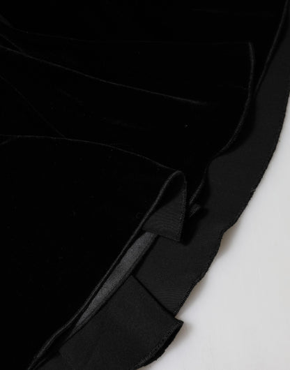 Black High Waist Fit Flared Midi Skirt