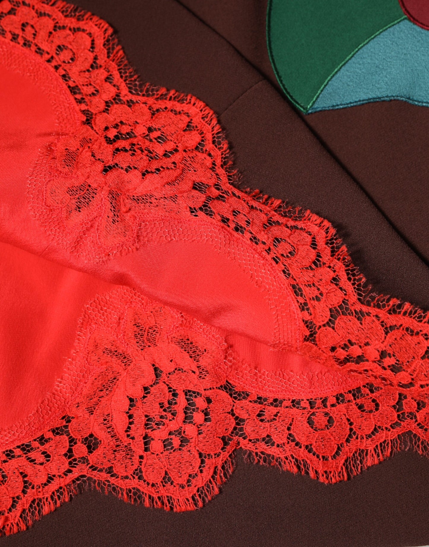 Brown Floral High Waist Side Slit Skirt