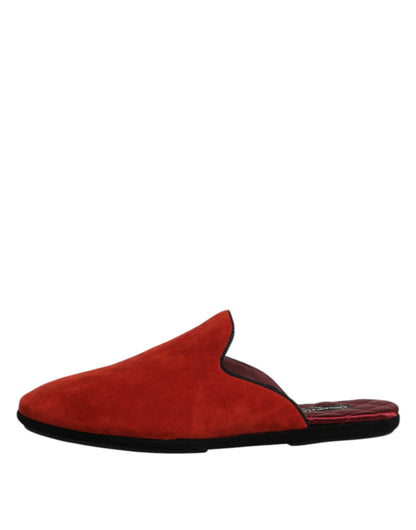 Orange Suede Slides Flat Slipper Shoes