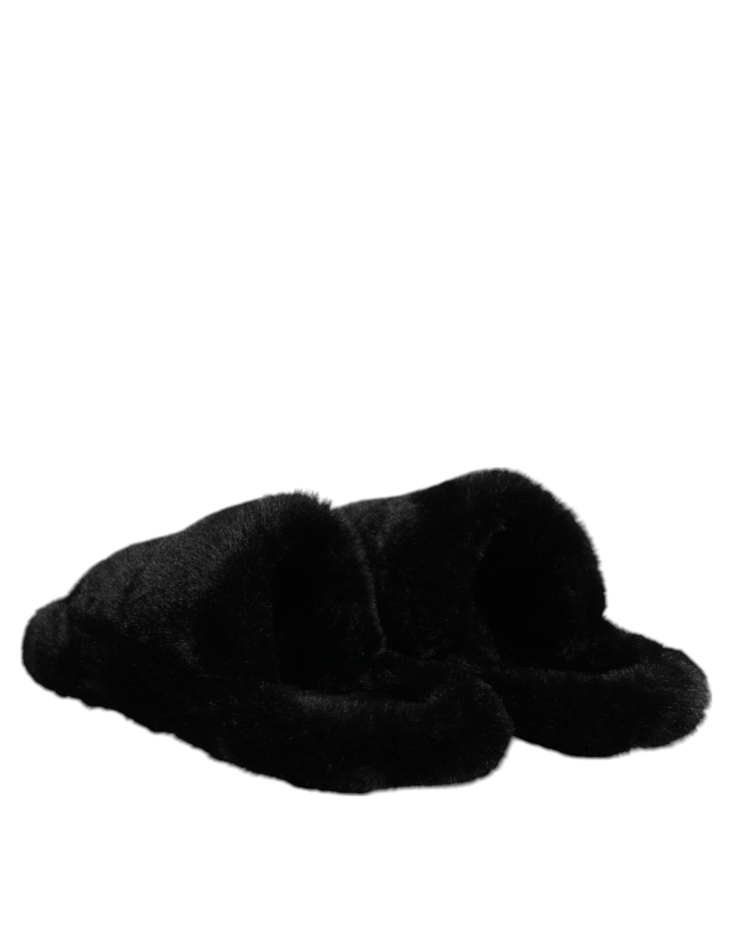 Black Polyester Velvet Slides Slipper Shoes
