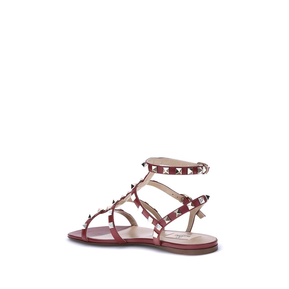 Red Calf Leather Bos Taurus Flat Sandals