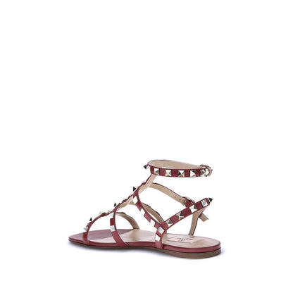 Red Calf Leather Bos Taurus Flat Sandals