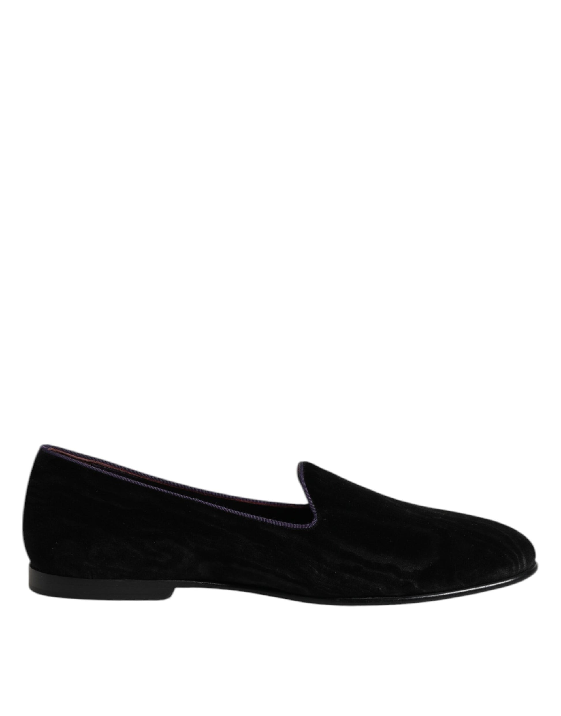 Black DG Crown Embroidery Loafers Slip On Shoes