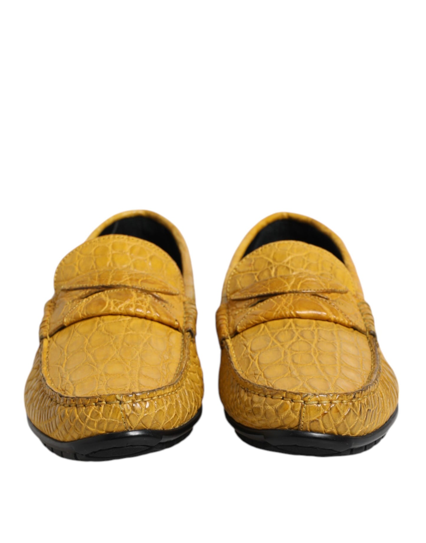 Yellow Exotic Leather Loafers Slip On Shoes