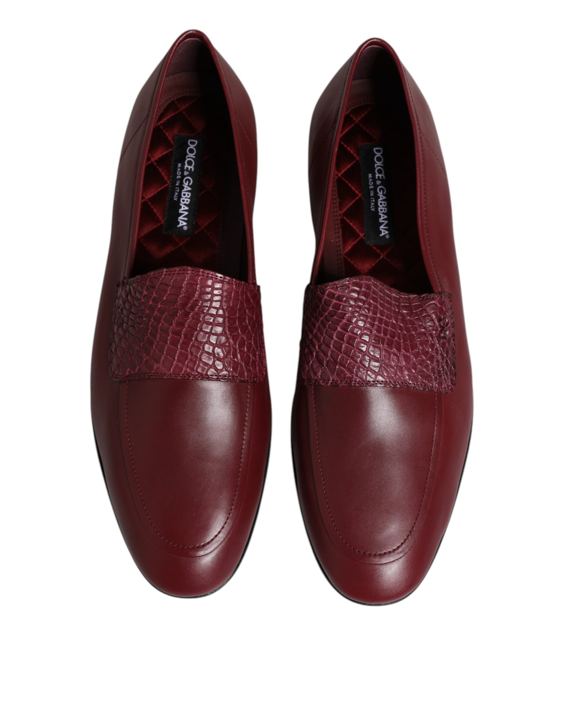 Burgundy Calfskin Leather Formal Slip On Shoes