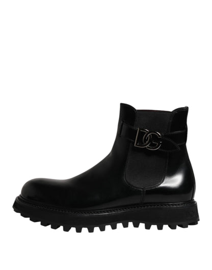 Black Belted DG Logo Men Chelsea Boots Shoes