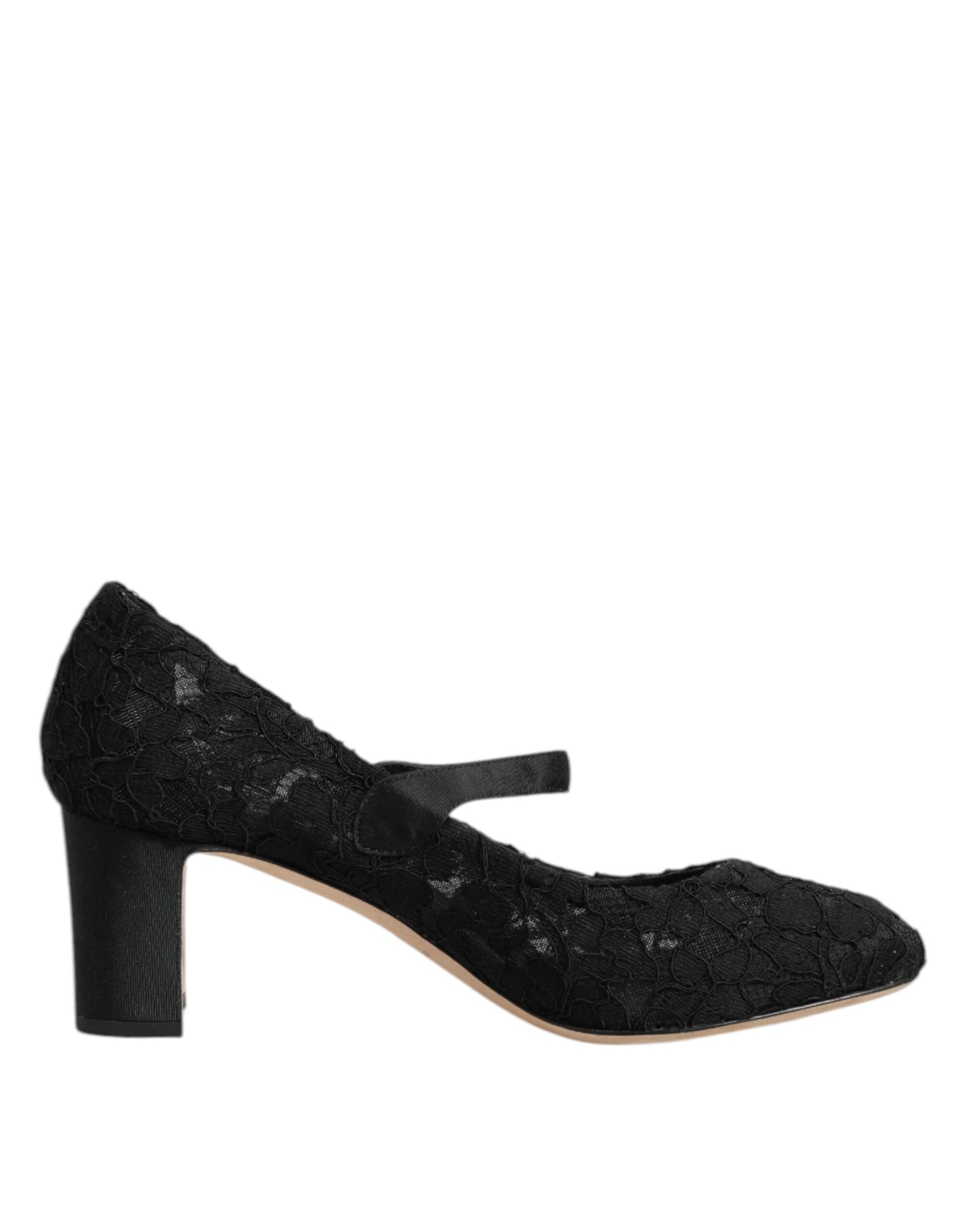 Black Mary Jane Taormina Lace Pumps Shoes