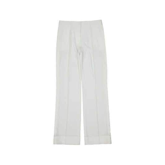 White Polyester Casual Pants