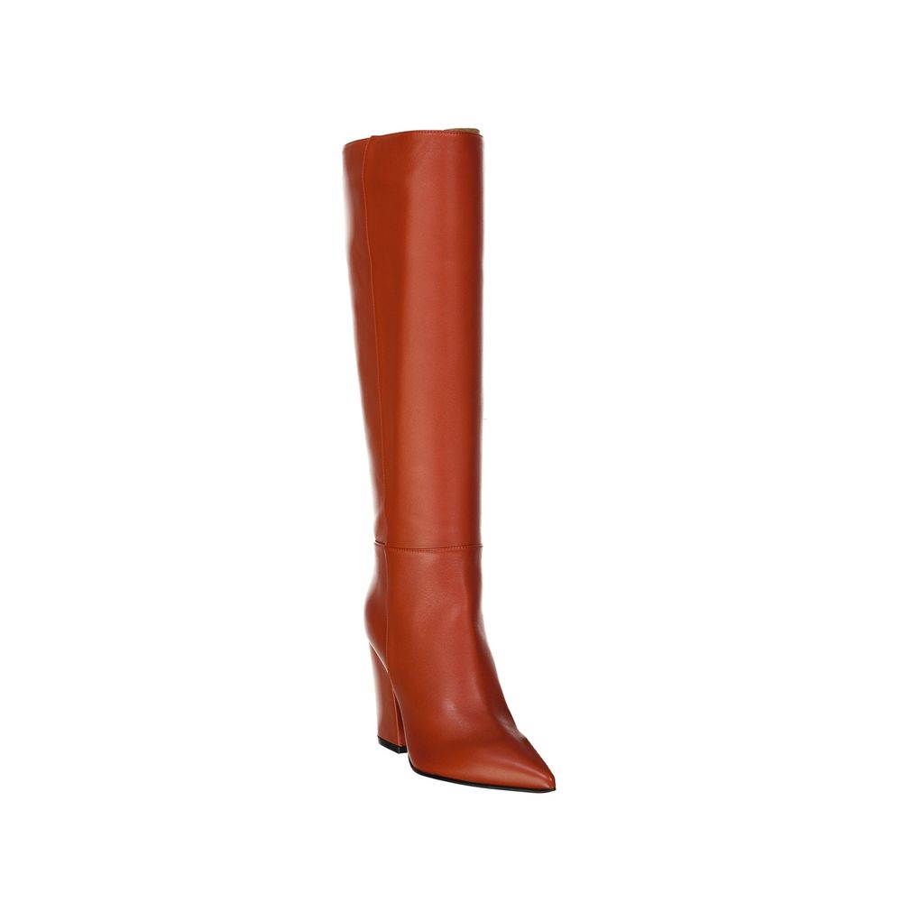 Orange Lamb Leather High Heel Boots