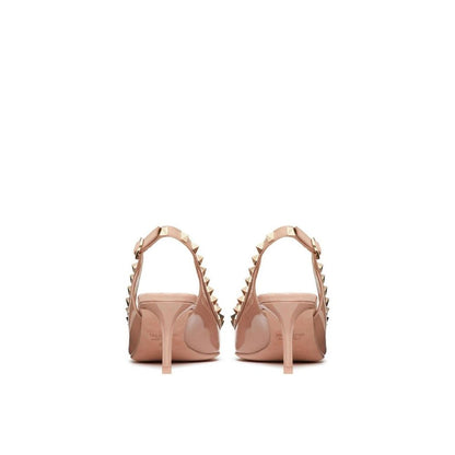 Beige Calfskin Mid Heel Pumps