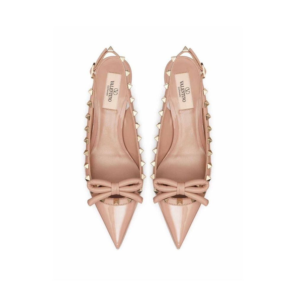 Beige Calfskin Mid Heel Pumps