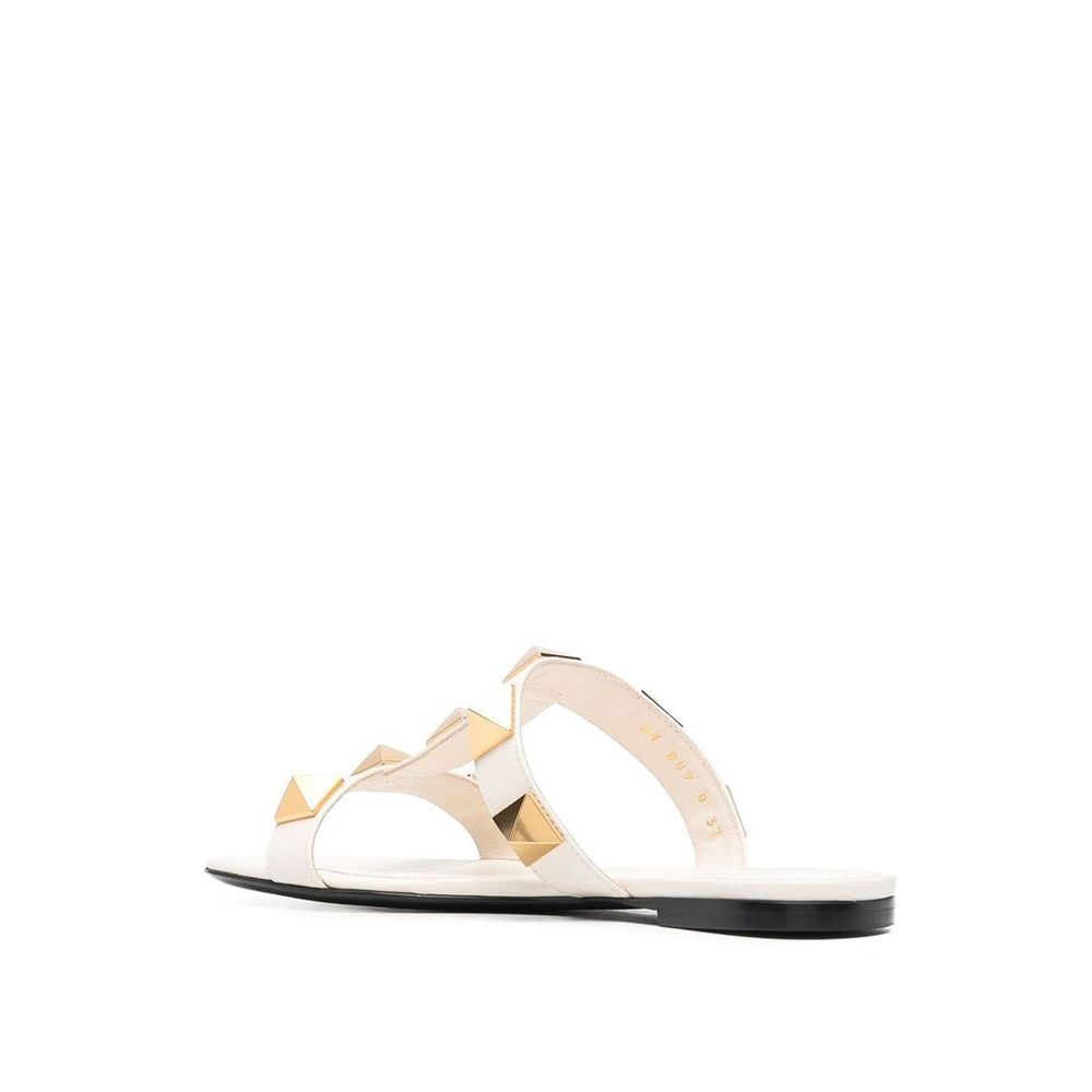 White Calfskin Flat Sandals
