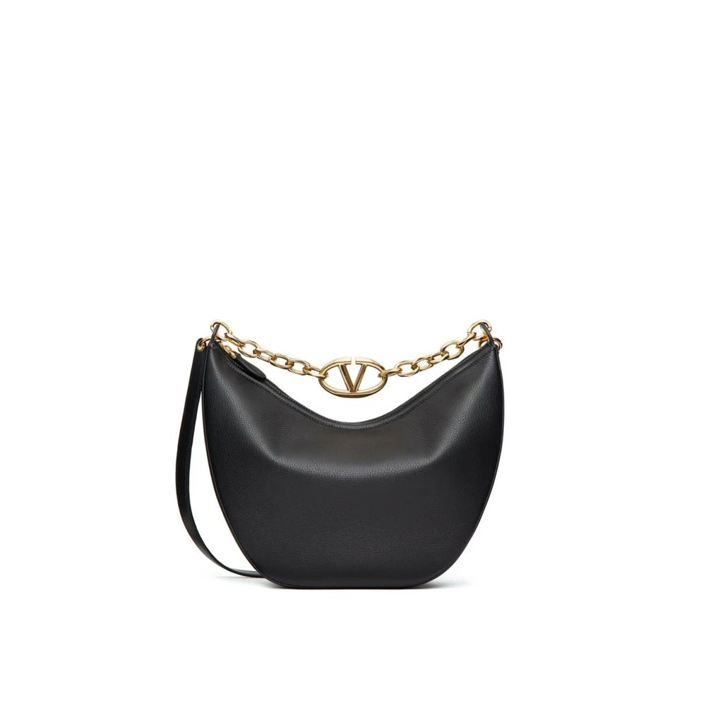 Black Calfskin Shoulder Bag
