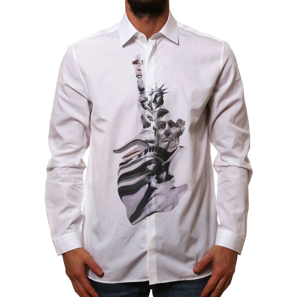 White Cotton Pattern Shirt