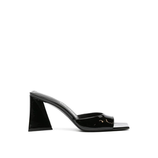 Black Calfskin Stiletto Heel Sandals