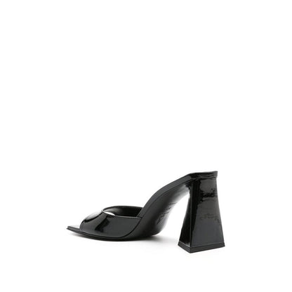 Black Calfskin Stiletto Heel Sandals