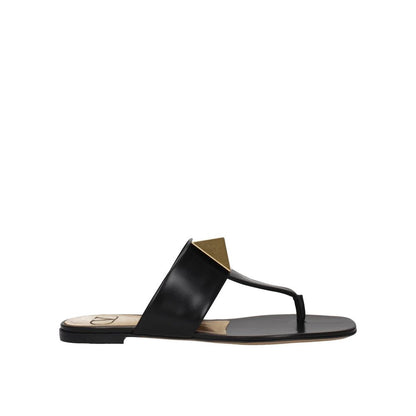 Black Calfskin Strap-On Sandals