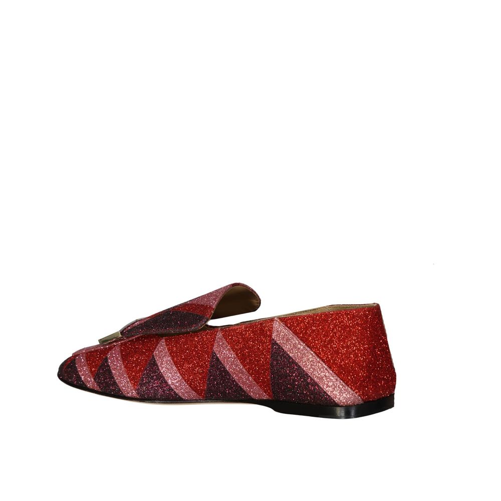 Red Fabric Slip-On Loafers